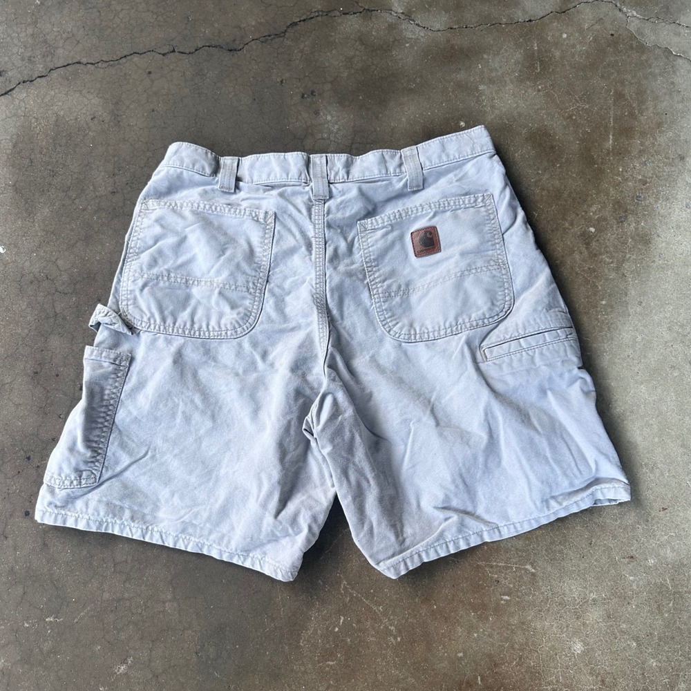 Carhartt Carpenter Shorts Mens 34 Tan Good B144 Canvas Workwear Original Fit